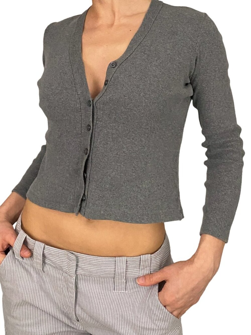 vintage 90s express blues gray button front long sleeve top